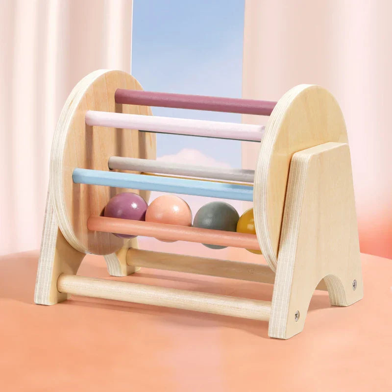 NNEOBA Montessori Wooden Spinning Infant Drum-4