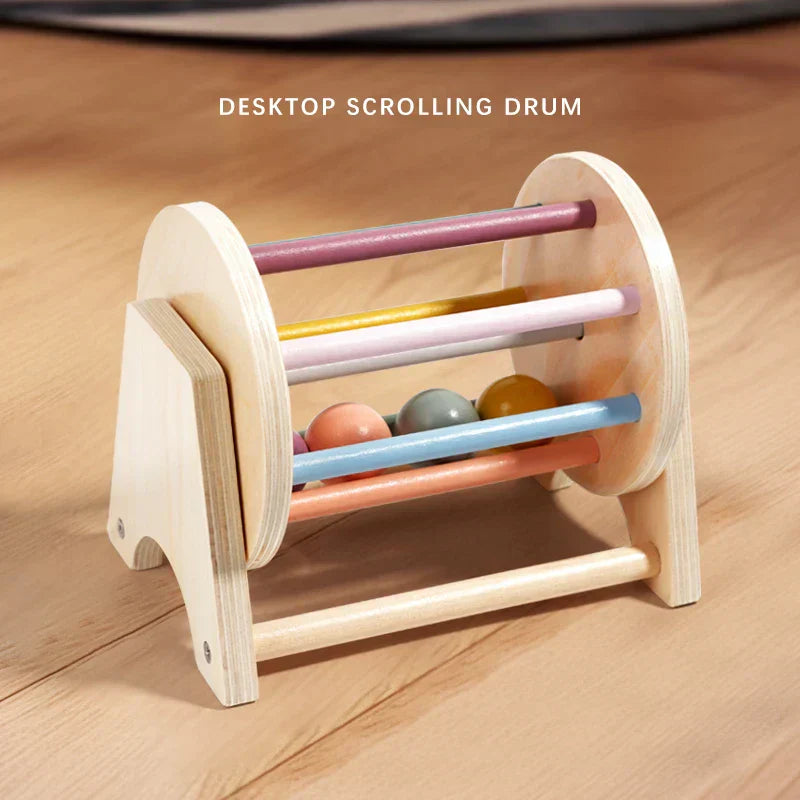 Montessori Wooden Spinning Infant Drum-1
