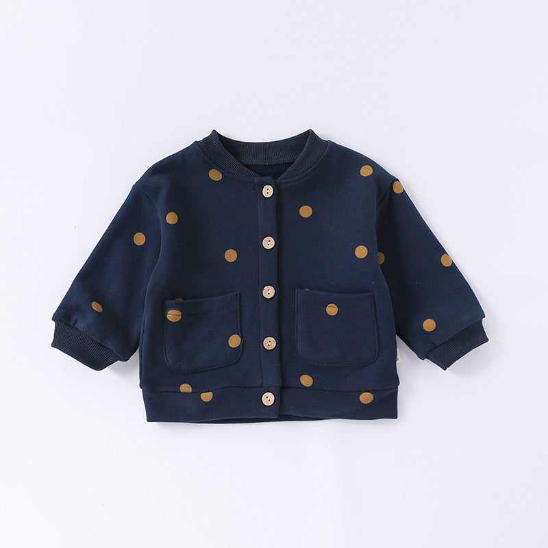 Autumn Baby Kids Unisex Long Sleeves Cartoon Print Coat and Long Trousers – Clothing Set-1