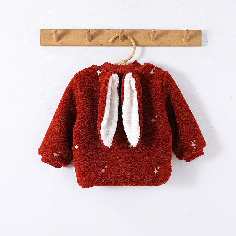 Autumn and Winter Arrival Unisex Baby’s Warm Fleece-lined Starlight Pattern Rompers-4