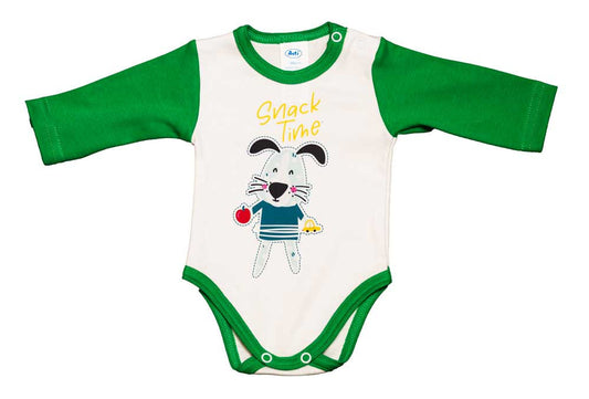 Hosszú ujjú baba body Kutyus mintával-0