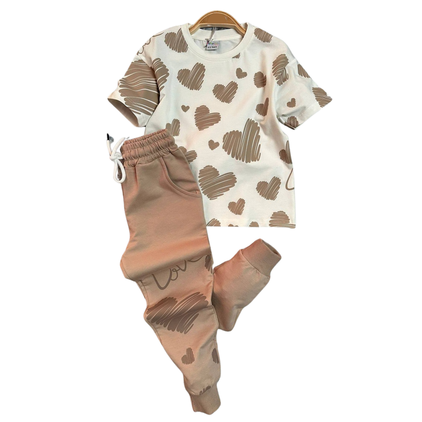 Scribble Hearts Girls Joggers Set-1