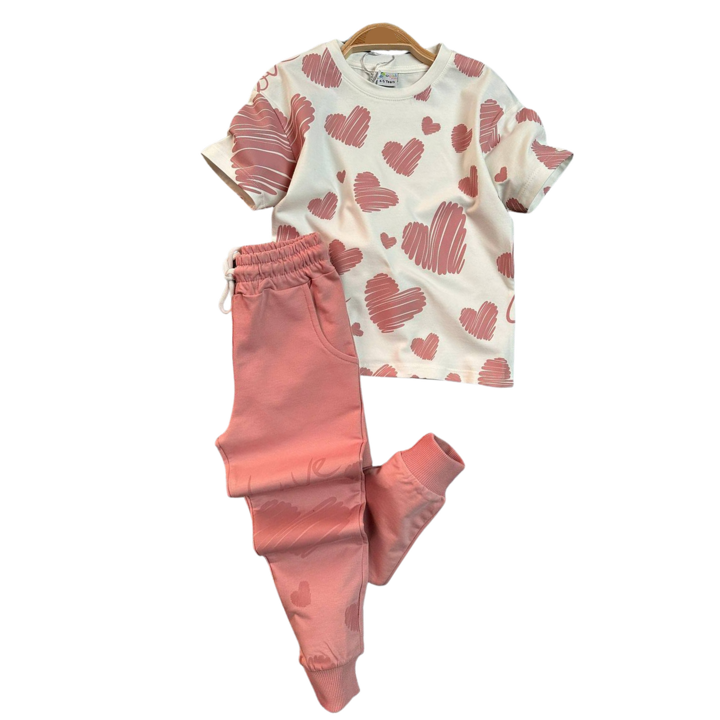 Scribble Hearts Girls Joggers Set-0