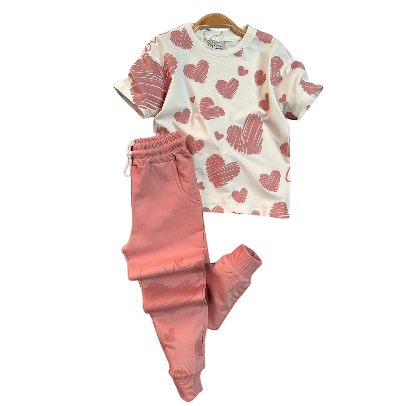 Scribble Hearts Girls Joggers Set-0