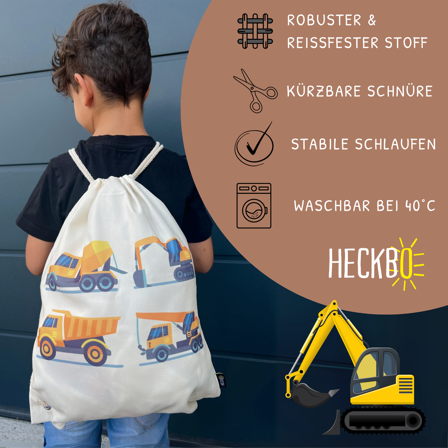 Kinder Turnbeutel Baufahrzeuge 4 weiss-1