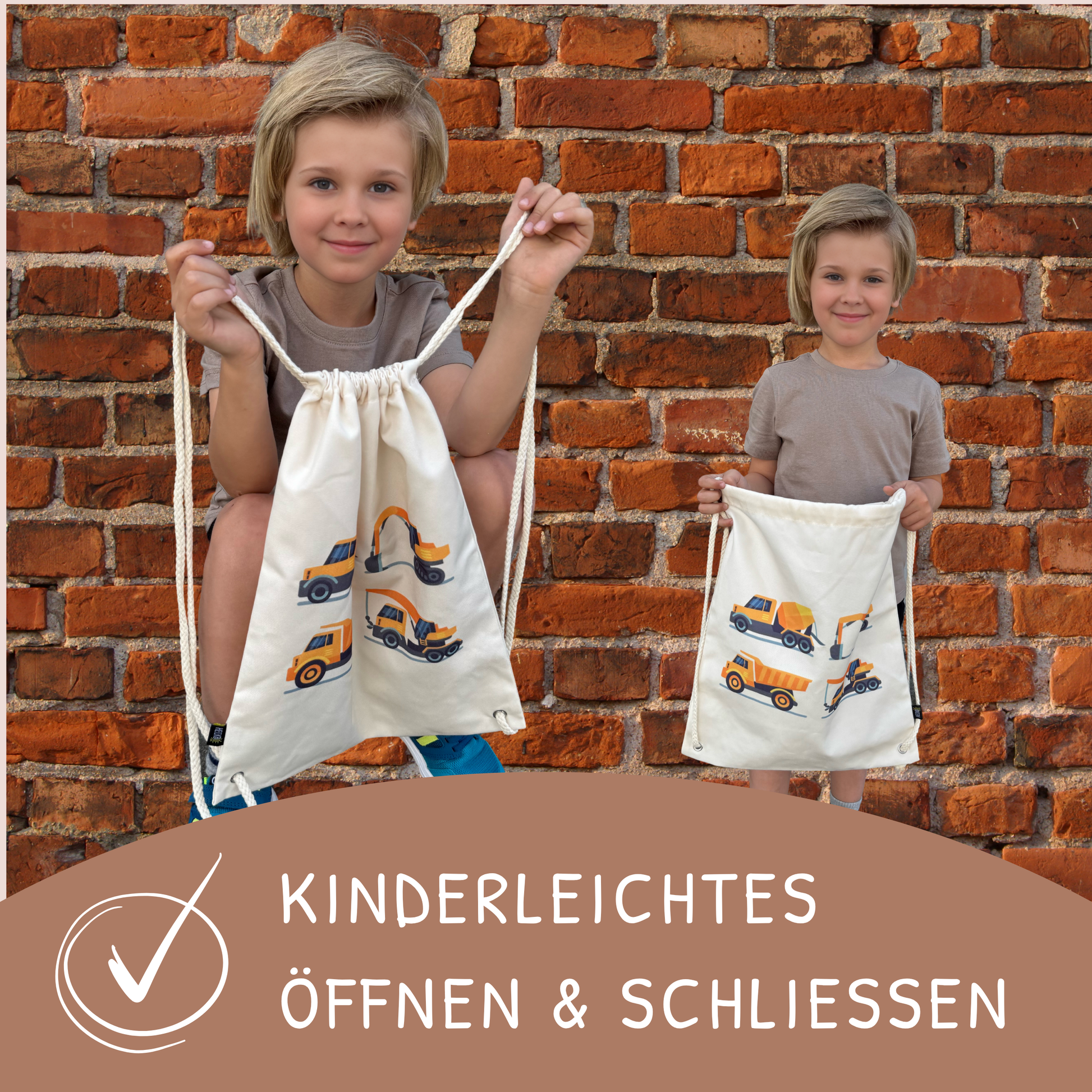 Kinder Turnbeutel Baufahrzeuge 4 weiss-4