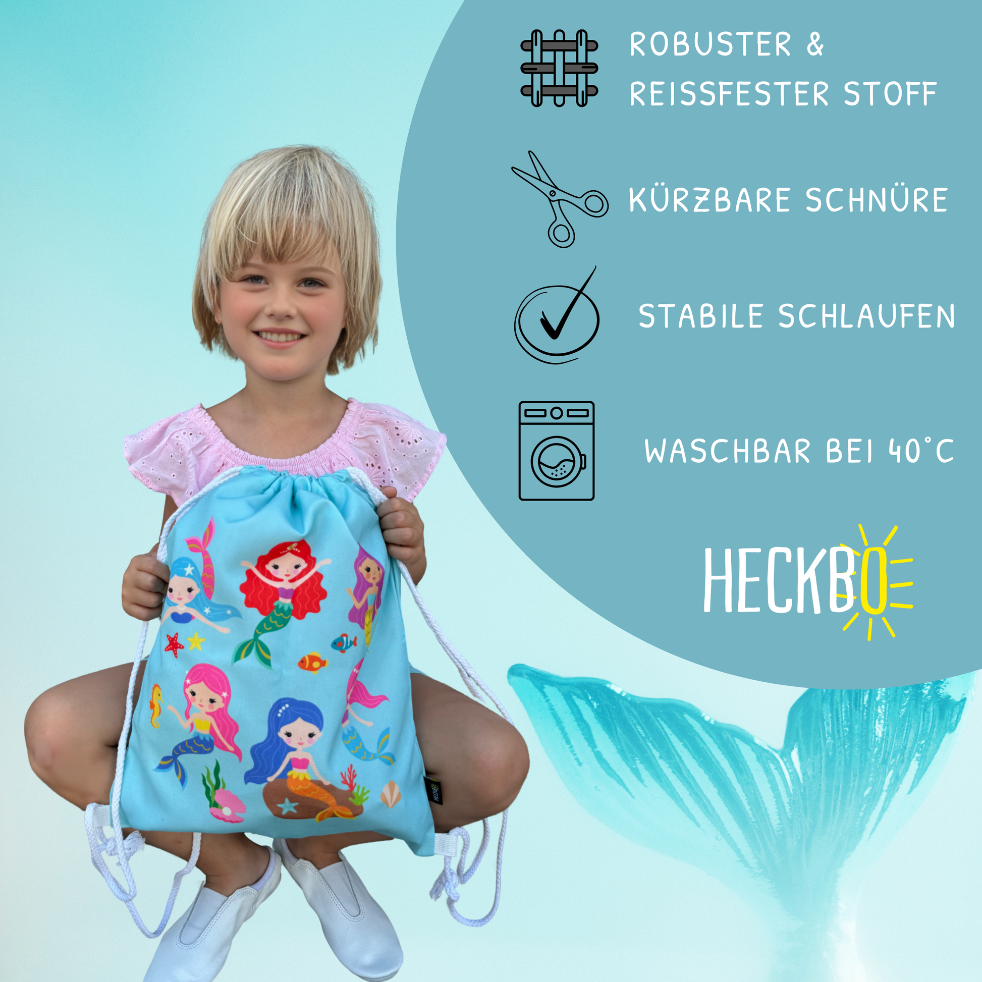 Turnbeutel Meerjungfrau türkis-1