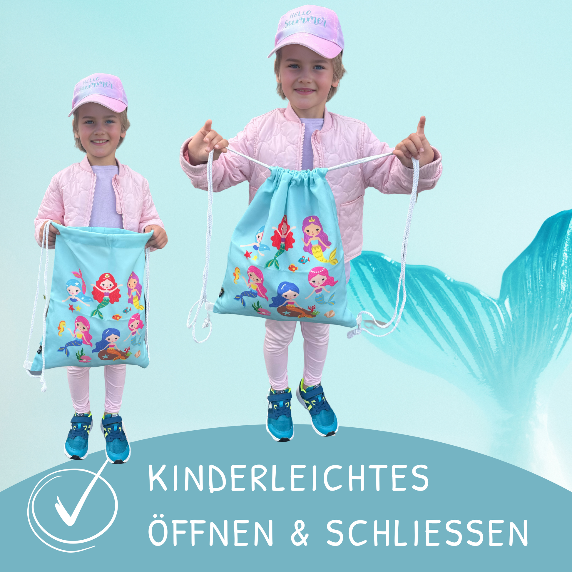 Turnbeutel Meerjungfrau türkis-3