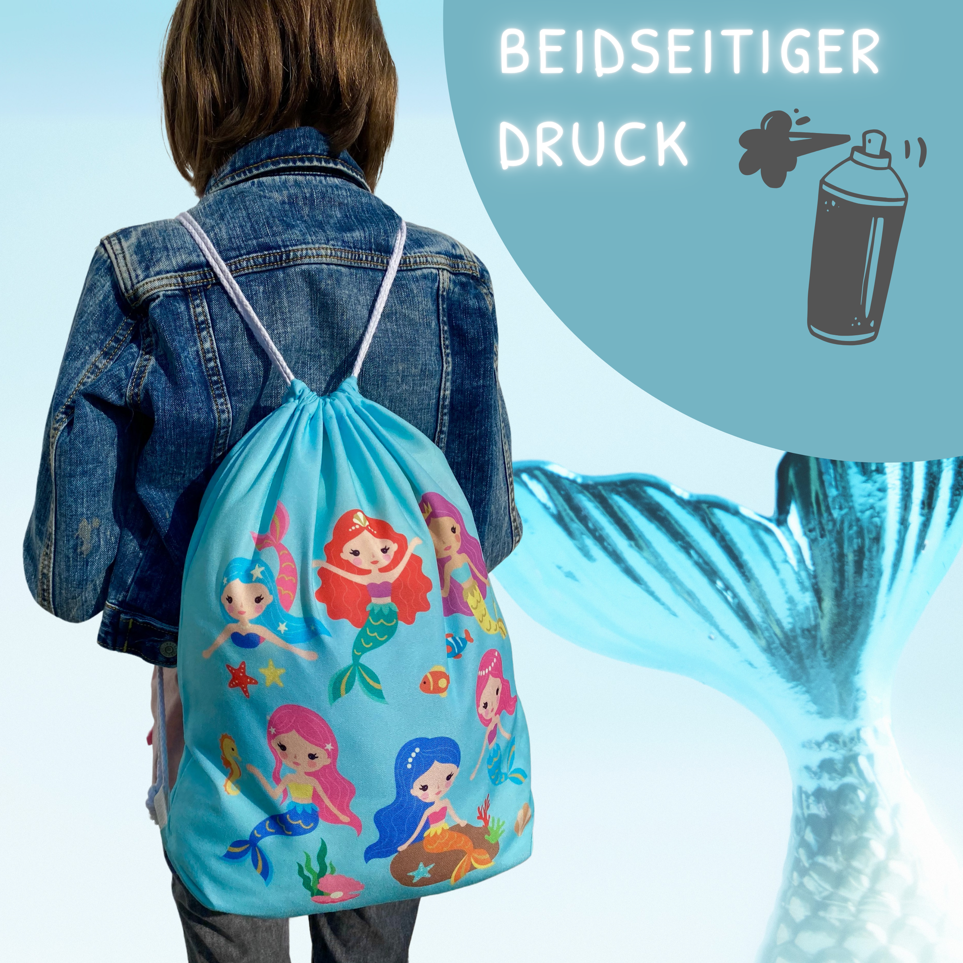 Turnbeutel Meerjungfrau türkis-4