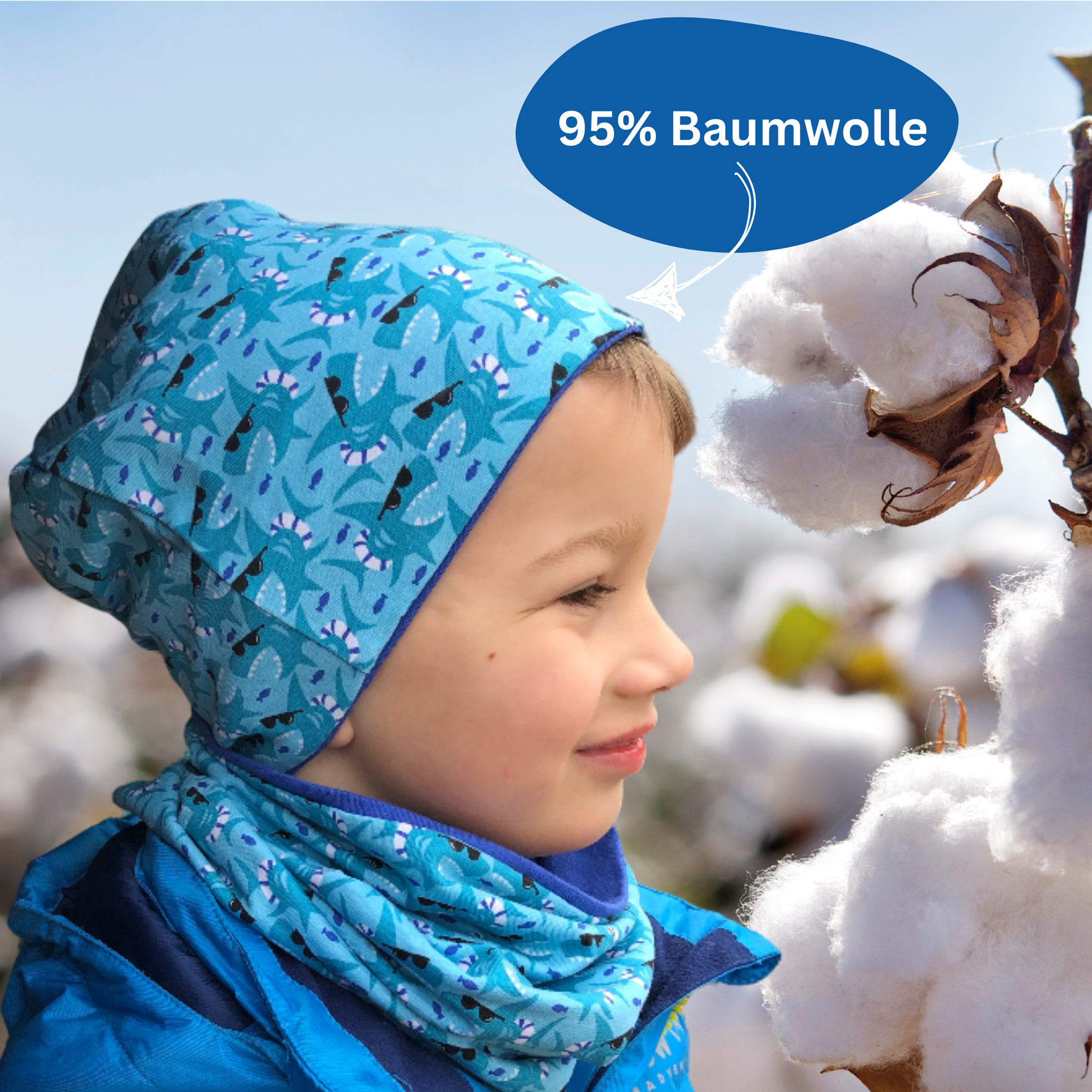 Kinder Beanie Mütze Beanie & Loop Set - Hai-3