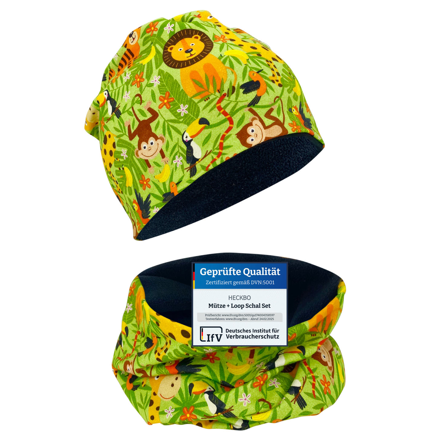Kinder Beanie Mütze & Loop Set - Dschungel-0