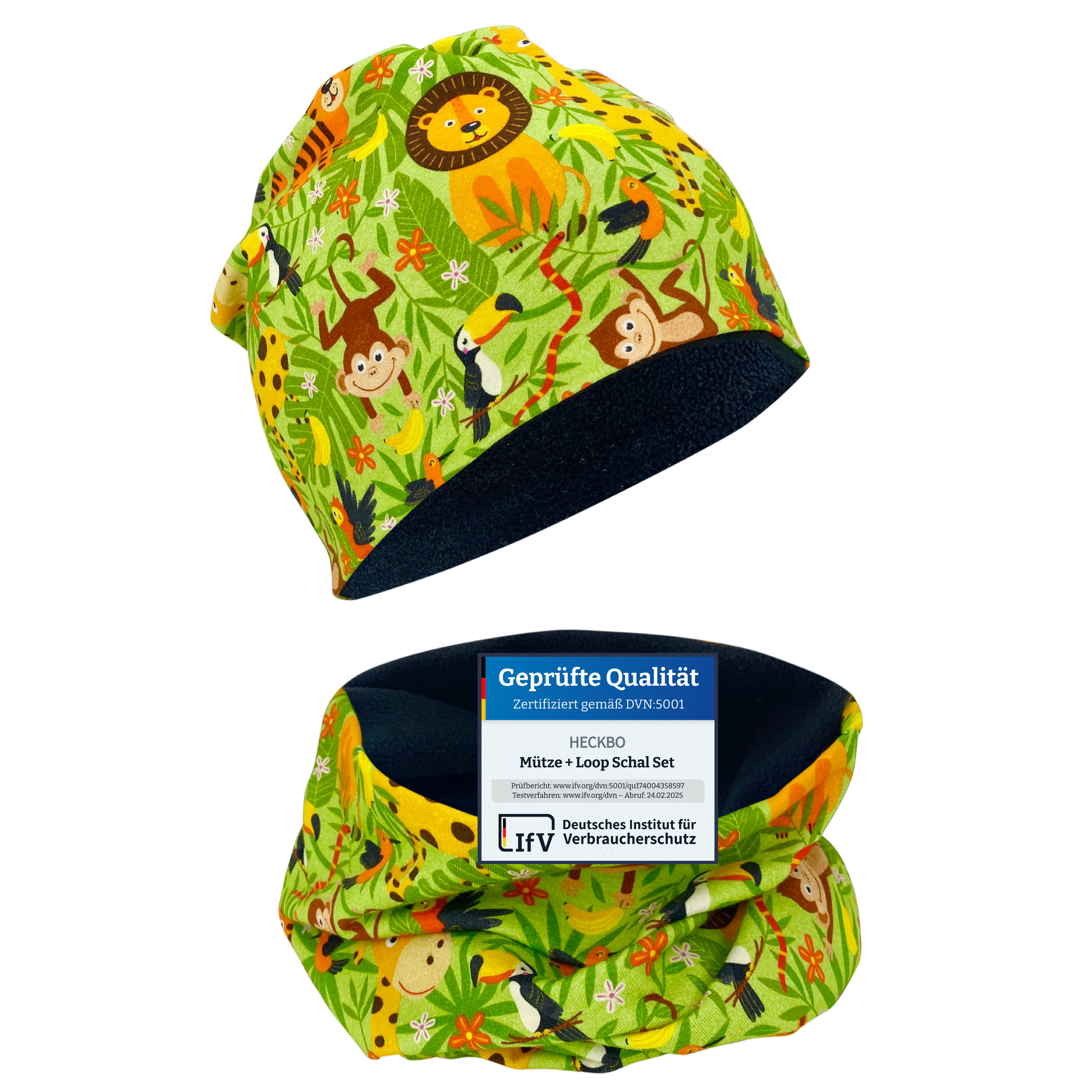 Kinder Beanie Mütze & Loop Set - Dschungel-0