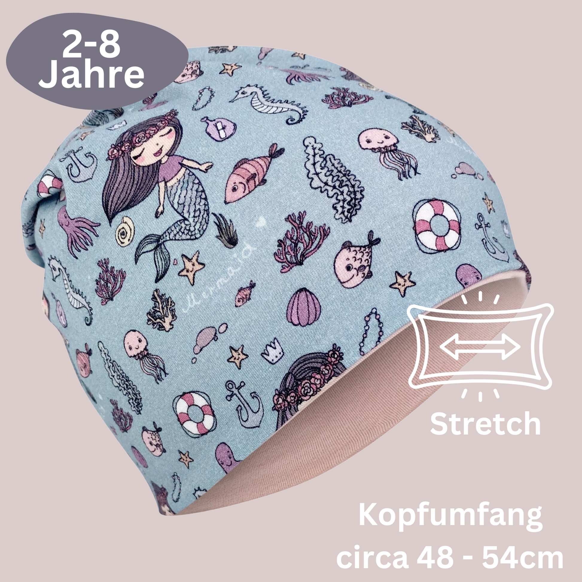 Kinder Beanie Mütze & Loop Set - Meerjungfrau-2