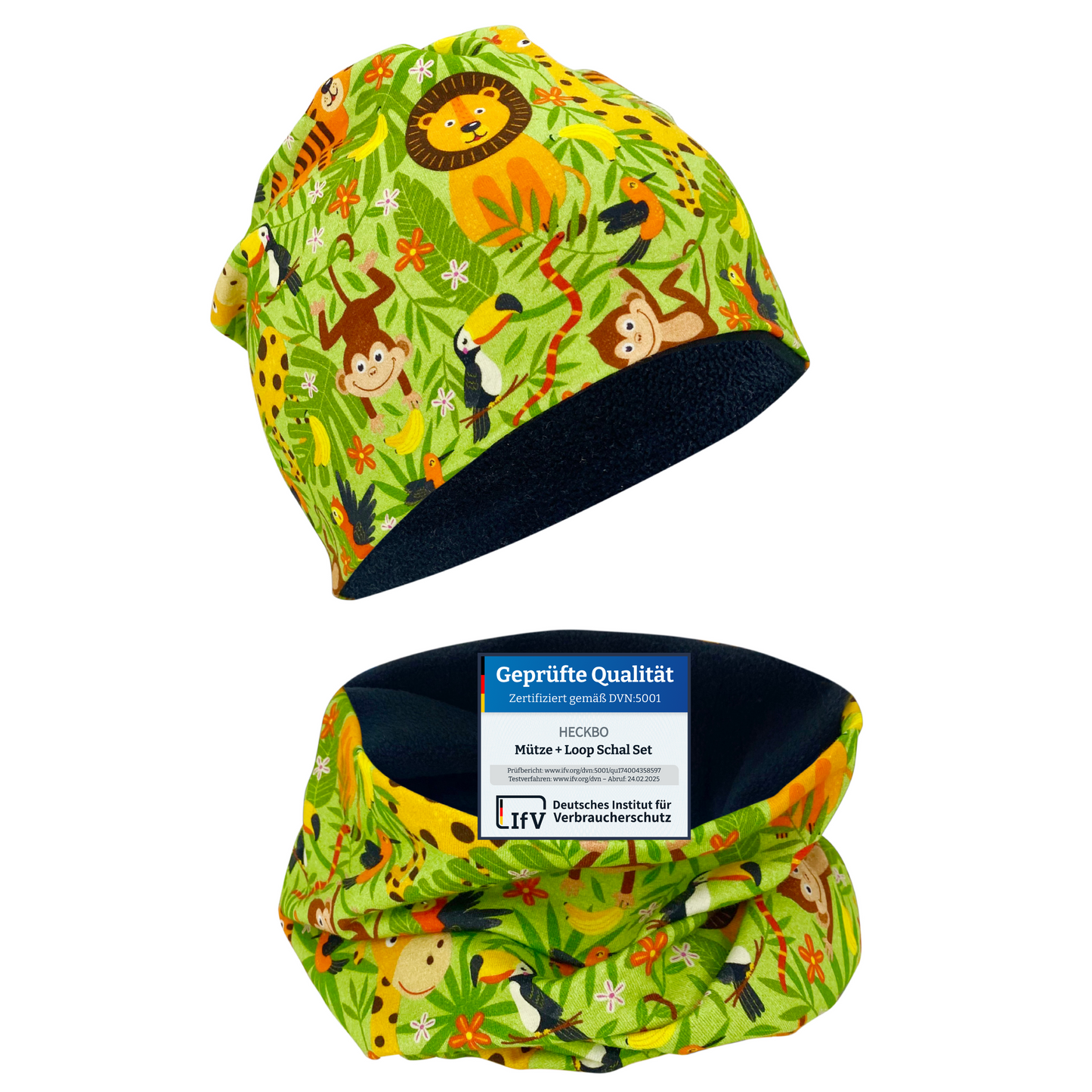 Kinder Beanie Mütze & Loop Set - Dschungel-5