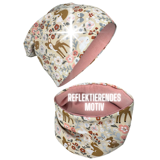 Kinder Reflektor Mütze & Loop Waldtiere-0