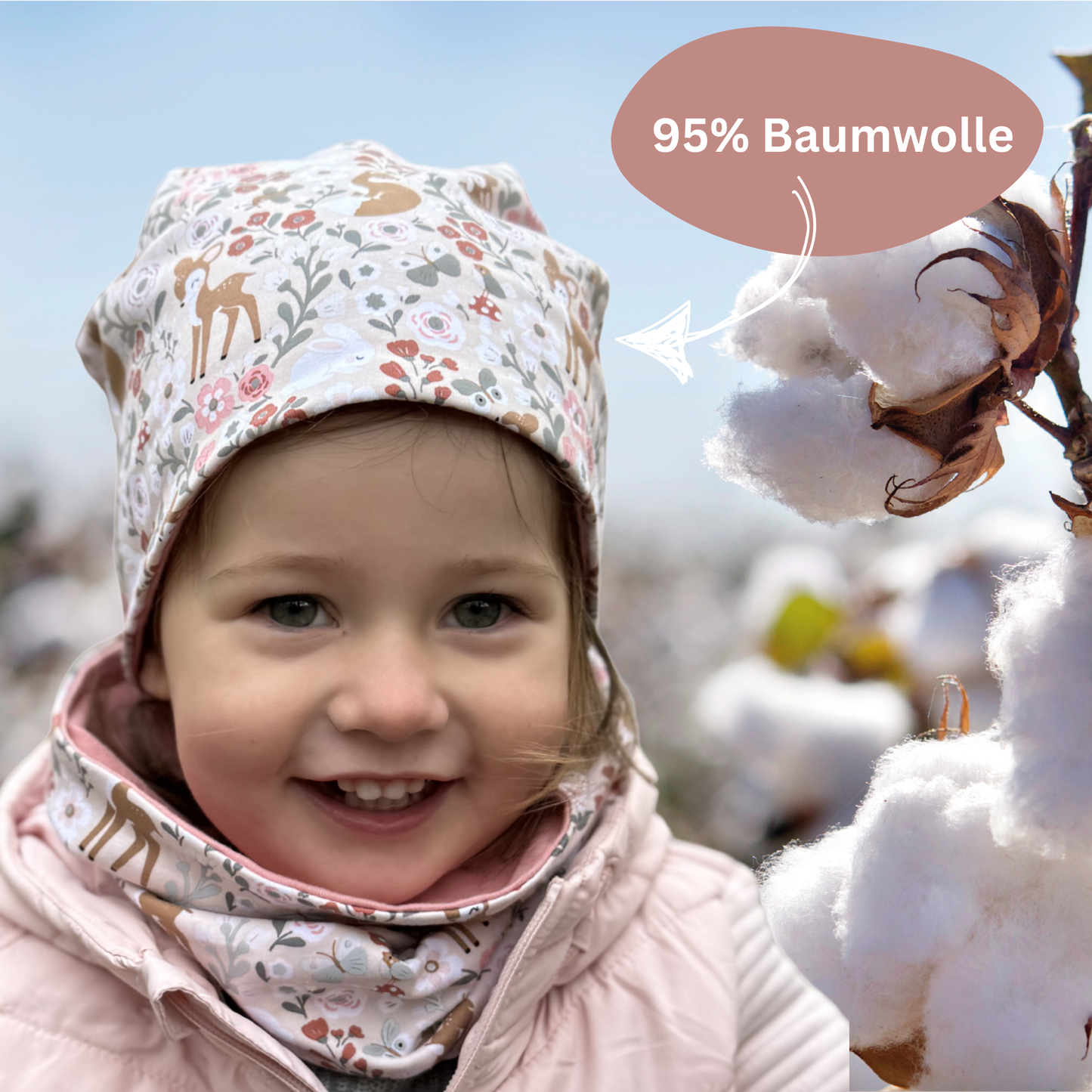 Kinder Reflektor Mütze & Loop Waldtiere-4