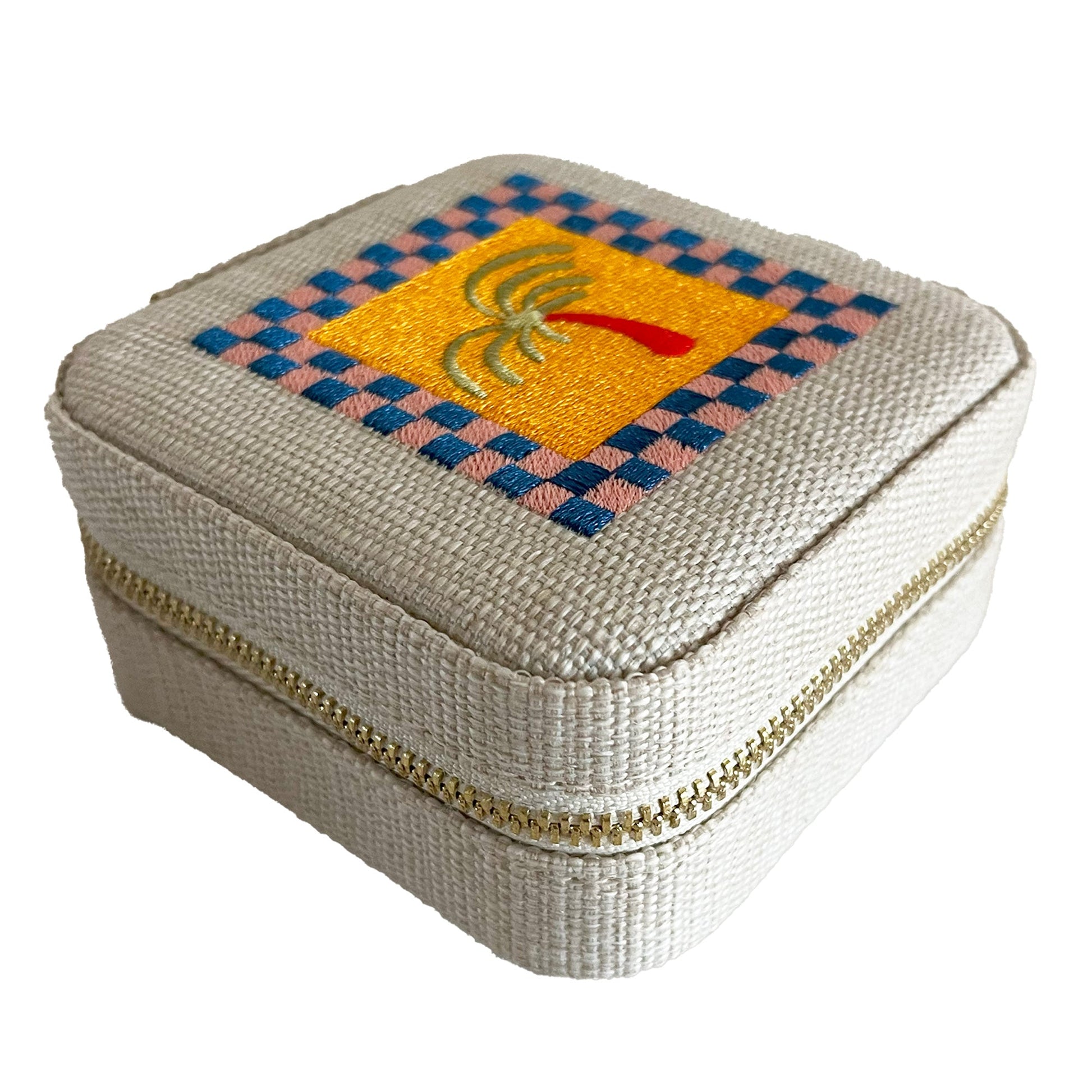 Small Jewellery Box-Natural Check Palm-0