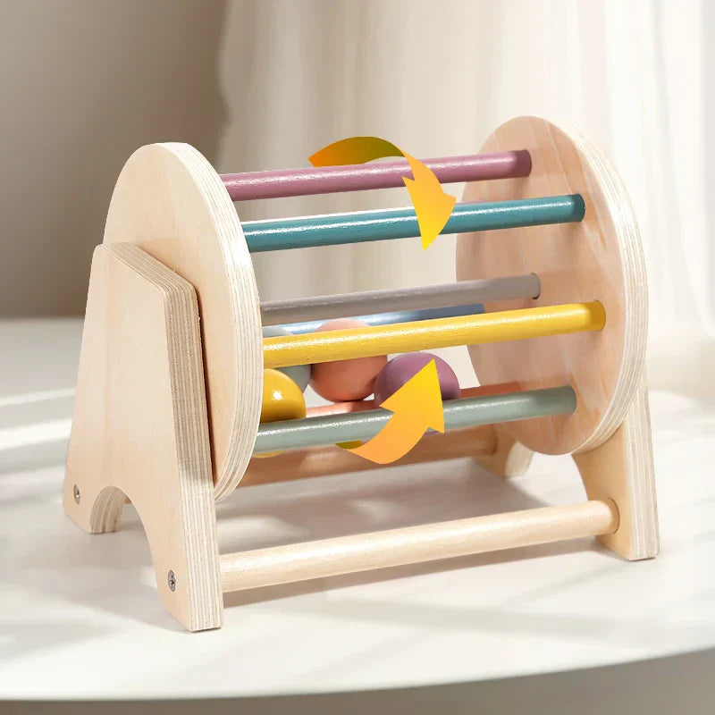 NNEOBA Montessori Wooden Spinning Infant Drum-2