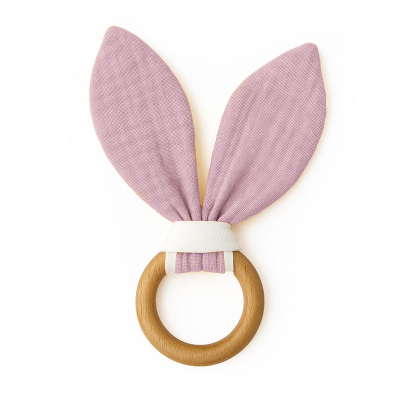 anneau de dentition rose en coton bio papate