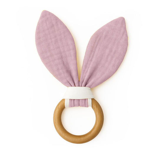 anneau de dentition rose en coton bio papate