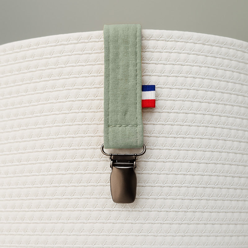 attache sucette vert celadon coton biologique bebe papate