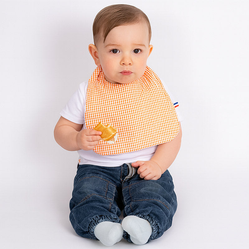 bavoir en coton bio avec enfant lop tete mort lapin papate