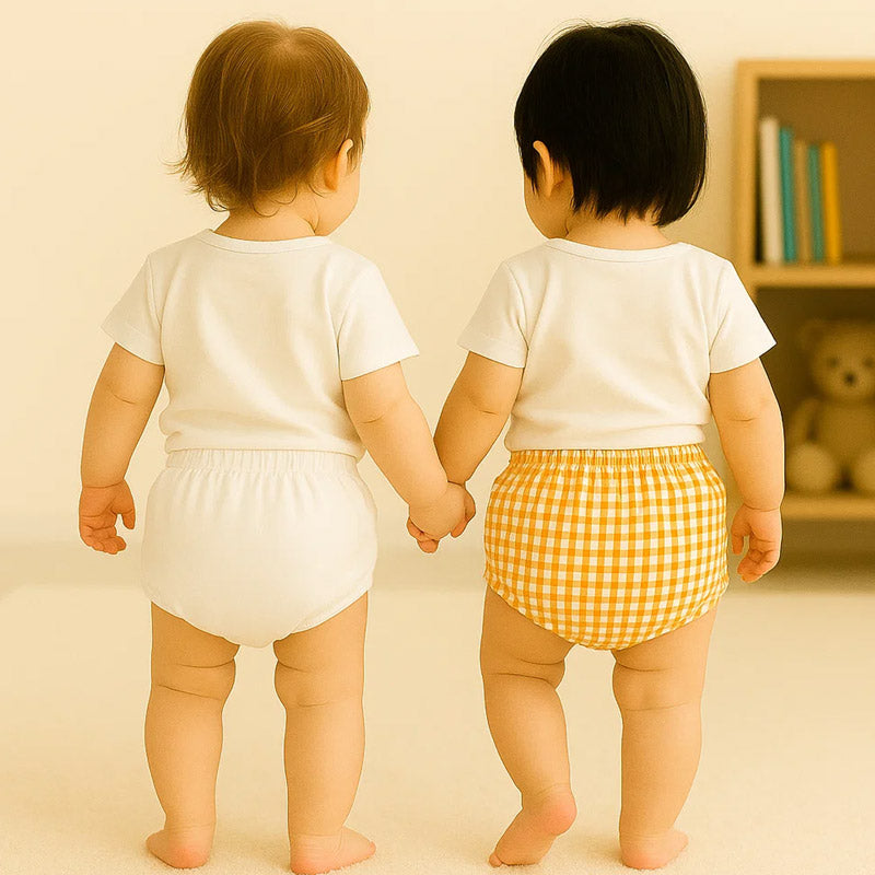 duo bloomers gaze coton bio blanc vichy