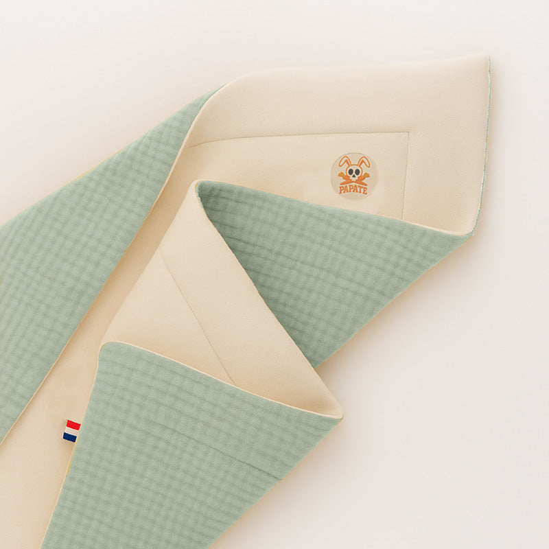 couverture en coton bio rex papate double face vert bebe GOTS bébé