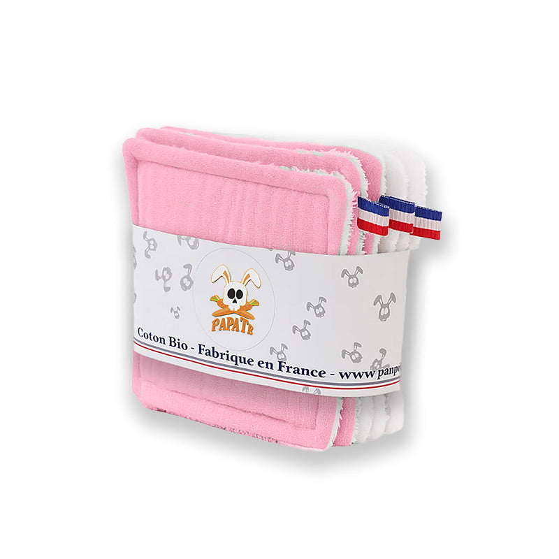 lingettes rose en coton bio papate