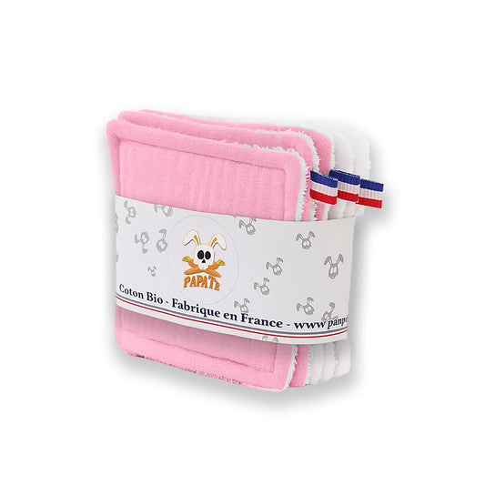 lingettes rose en coton bio papate