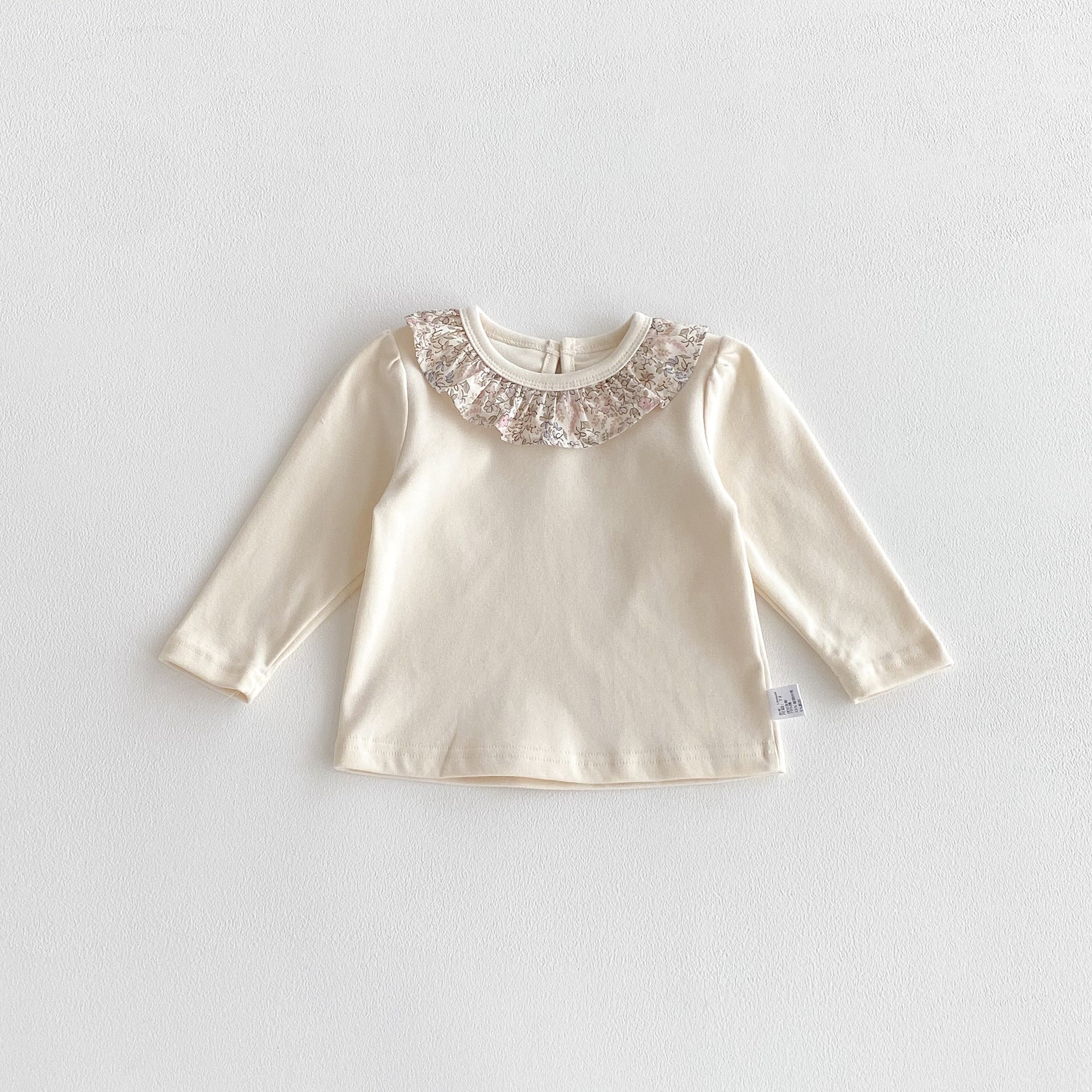 Autumn Arrival Baby Girls Flowers Pattern Collar Long Sleeves Top-1