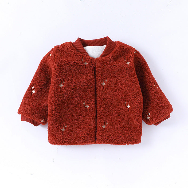 Autumn and Winter Arrival Unisex Baby’s Warm Fleece-lined Starlight Pattern Rompers-3