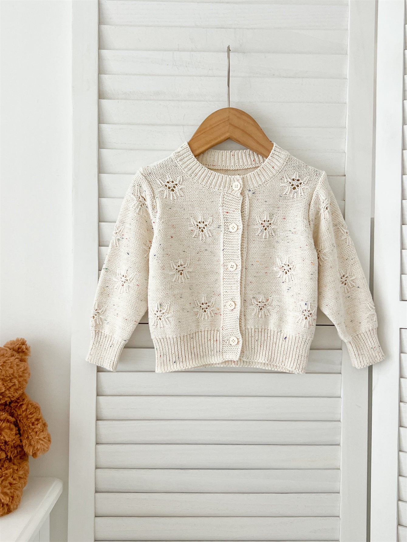 Arrival Autumn Baby Long Sleeves Solid Color Knitted Cardigan and Sleeveless Strap Rompers – Clothing Set-3