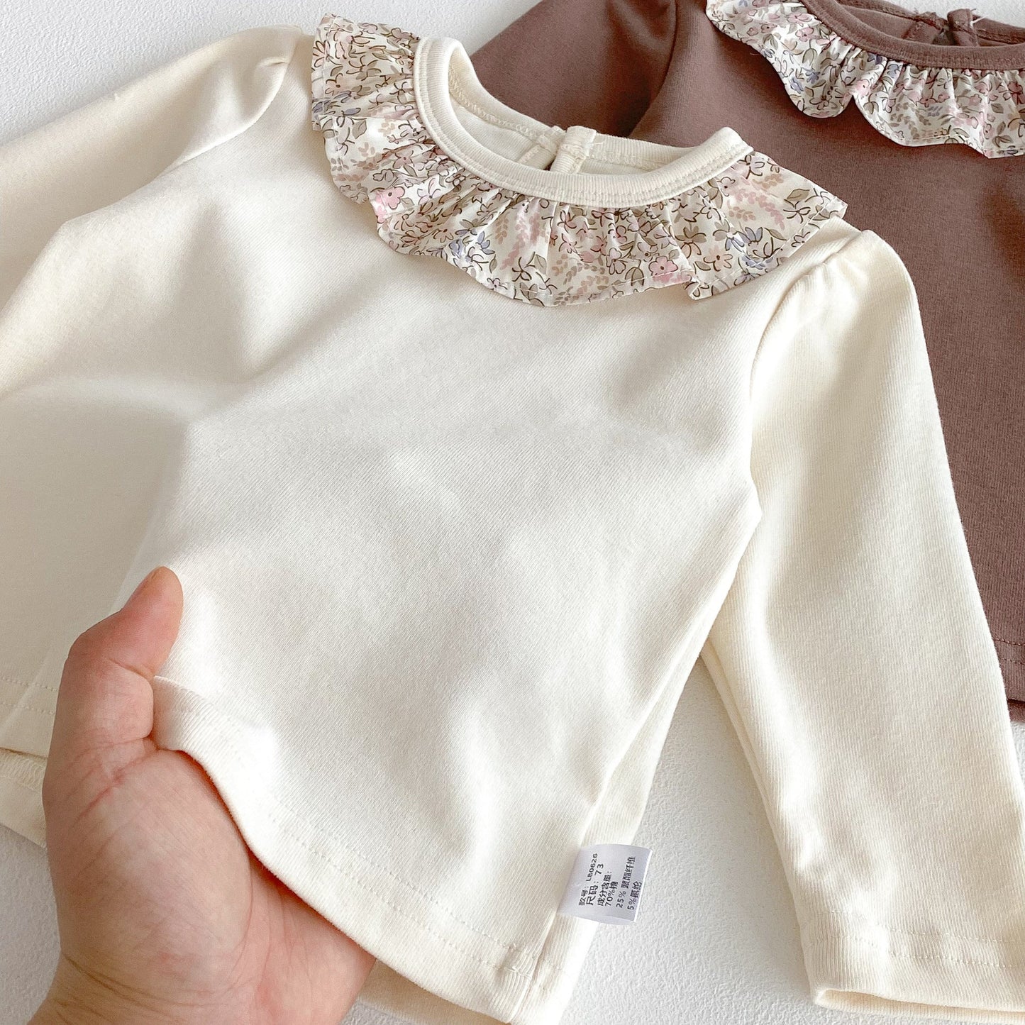 Autumn Arrival Baby Girls Flowers Pattern Collar Long Sleeves Top-3