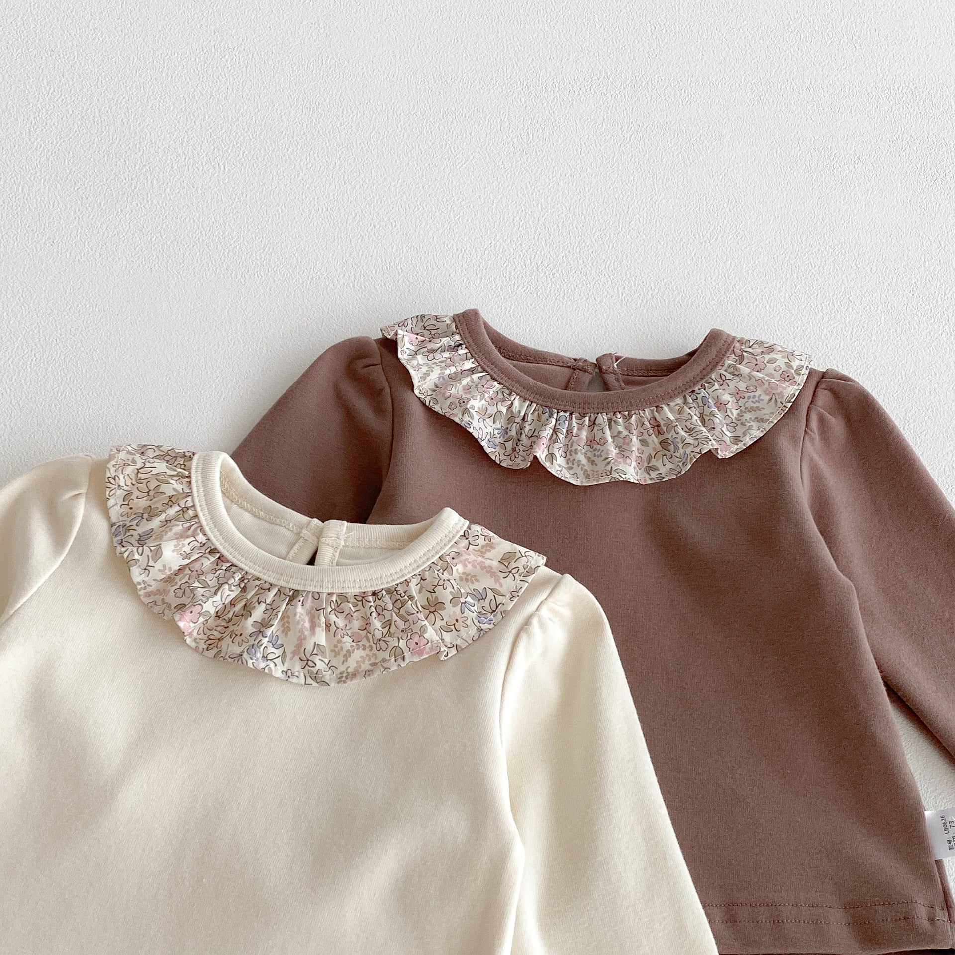 Autumn Arrival Baby Girls Flowers Pattern Collar Long Sleeves Top-4