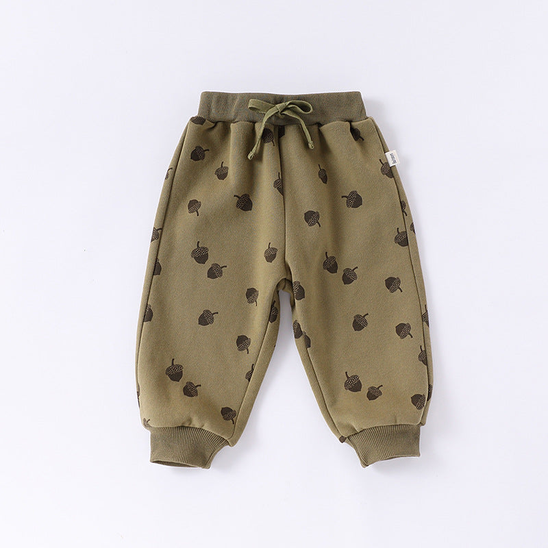 Autumn Baby Kids Unisex Long Sleeves Cartoon Print Coat and Long Trousers – Clothing Set-4