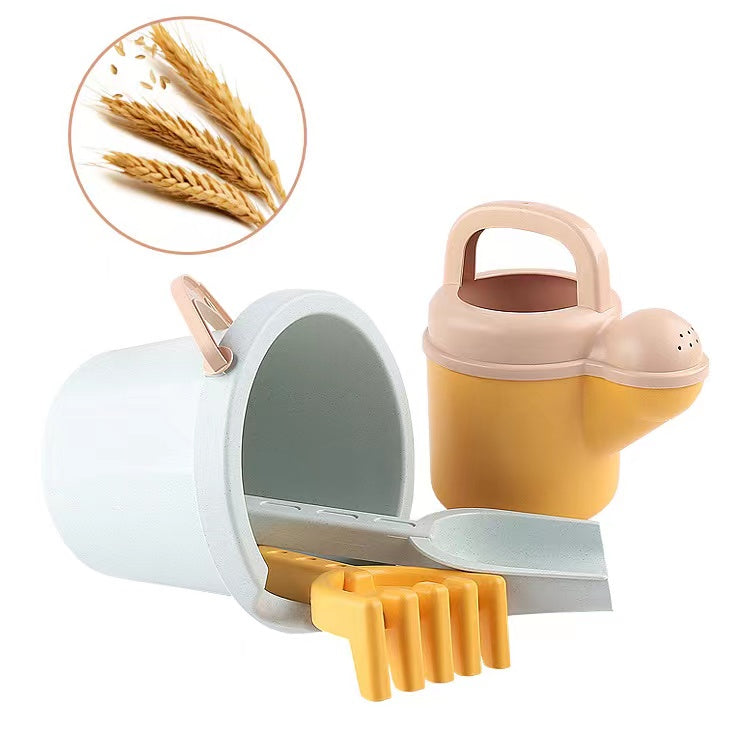 Children's Beach Toy Wheat Straw Beach Bucket Set With Sand Sand Dredging Tools Outdoor Toy-0