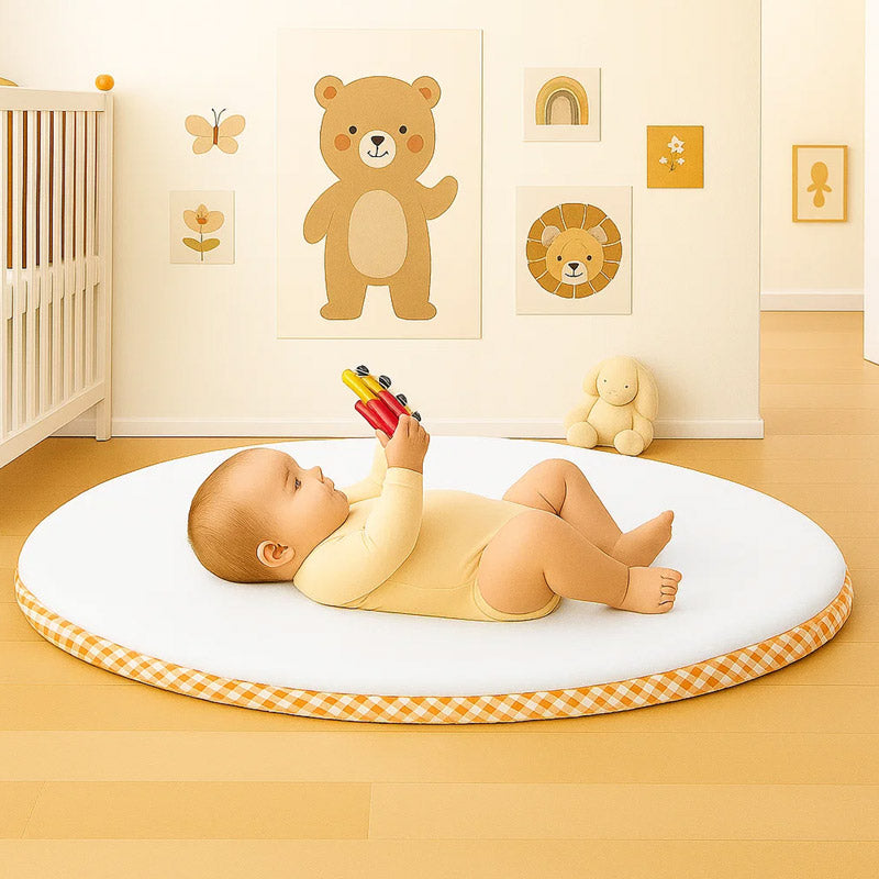 tapis eveil motricite jouets bebe vichy blanc papate
