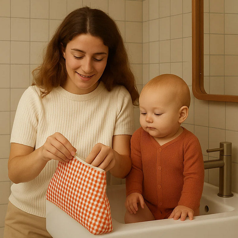 trousse de toilette bebe coton bio papate vichy zip