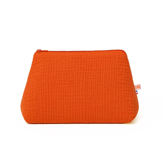 trousse de toilette en coton bio rouge fraise papate GOTS